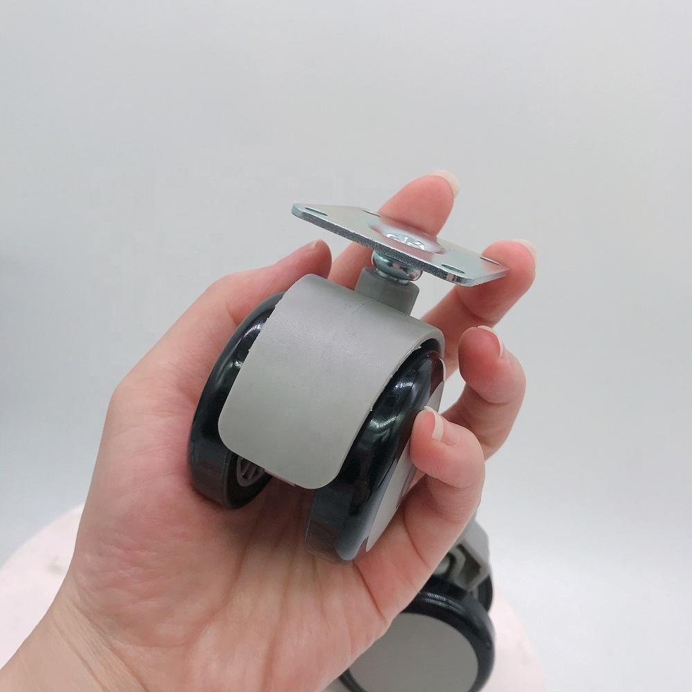 Small 2 Inch 50mm Noiseless Nylon Core TPU Medical Equipment Twin Caster Wheel