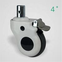 3'' 4" 5" Hospital Medical Bed Solid Round Stem Swivel Total Brake Elastic Thermoplastic Rubber Caster Wheel