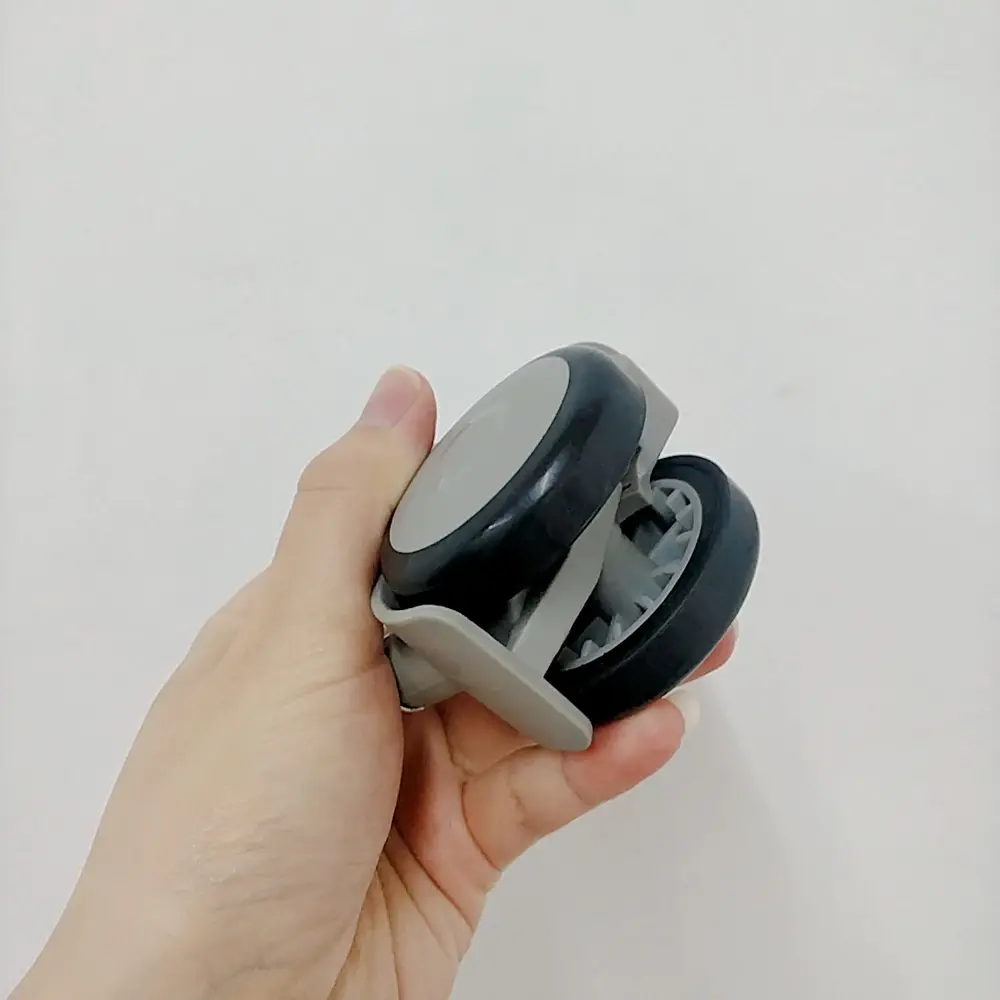 SSDJ 2 inch 50mm plastic screw 10x15mm single brake double castors wheels gray silent casters office furniture casters