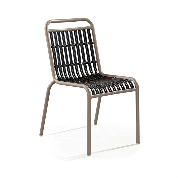 Outdoor French Woven Aluminum Bistro Chair Paris Riviera Cafe Chair