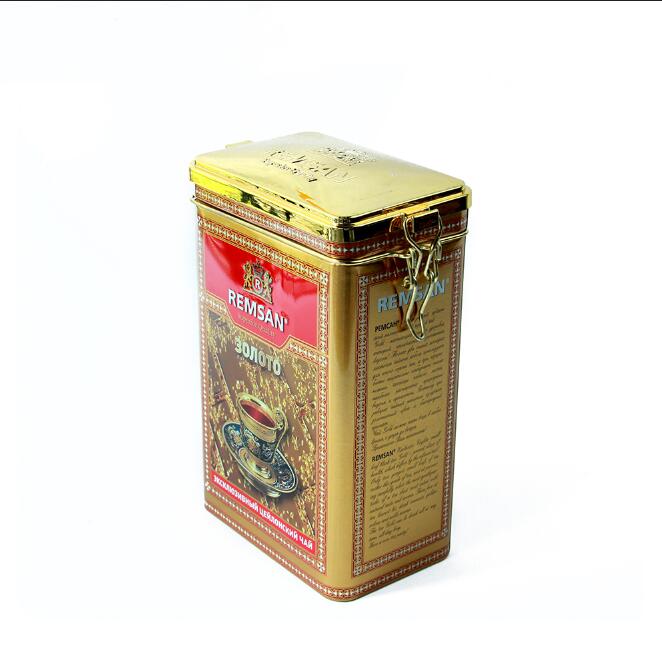 Wholesale custom tea caddyfood tin cans square tin box packing with latch