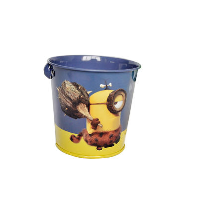 Adorable small tin bucket with handle custom printed kids tin toy gadget storage tin
