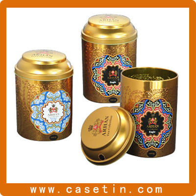 decorative metal round vintage tea canisters/caddy/tin cans with lids