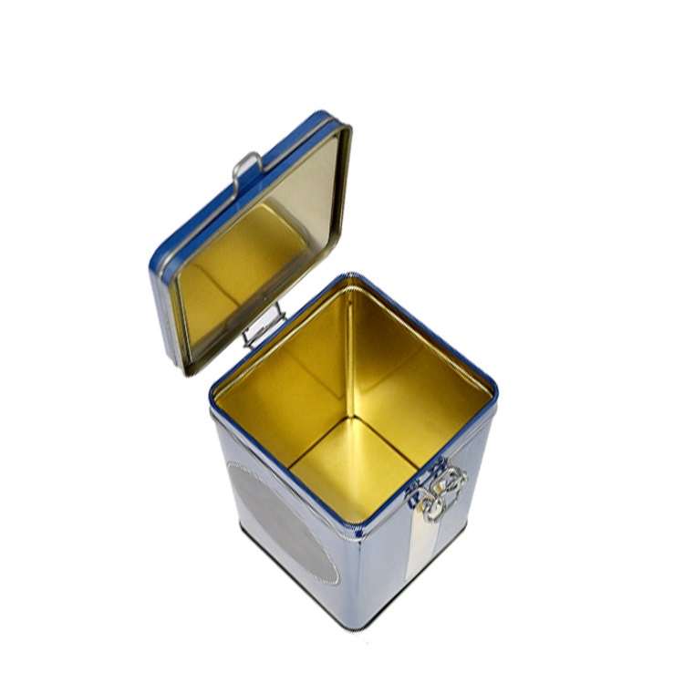 Customized Square Green Tea Tin Canister Metal Airtight Clip Lid Coffee Tin Box