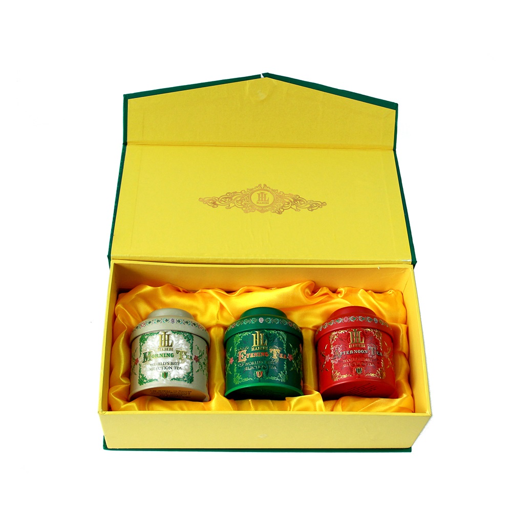 Factory supplier luxury tea gift set tin box coffee tin can with cardboard lid