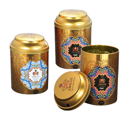 Custom printed airtight tea tin box with double lid