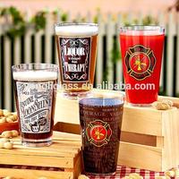 2016 new item 16 ounce custom print beer glass,cool beer glass for promotional gift