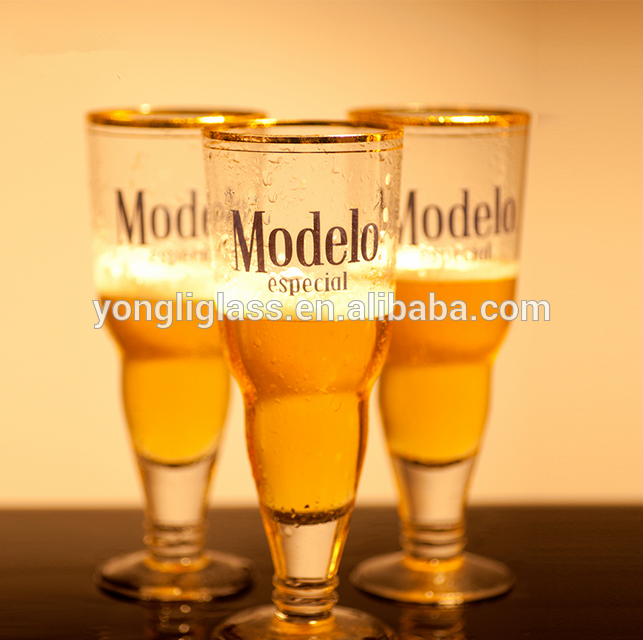 Custom creative glass cup for promotion gift , goblet beer glass , upside down glass beer mug