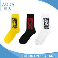 Men's Mid-Calf Socks With Embroidery Logo Young Boy'sCotton Tube Socks