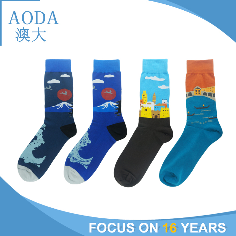 Free shipping custom cotton socks men middle cuff/knee high mid long socks