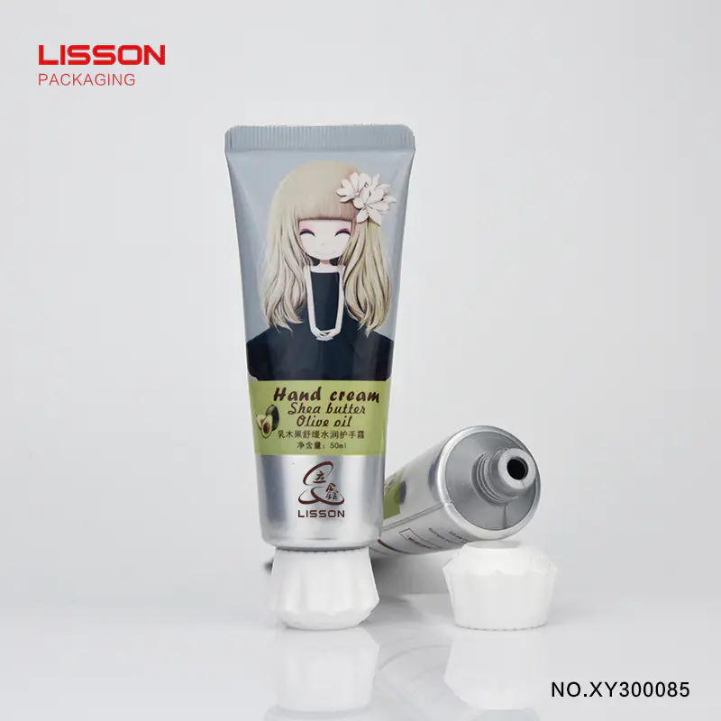 Fancy Plastic Cosmetic skincare handcream Tube Packaging With Fancy Flower Screw Cap