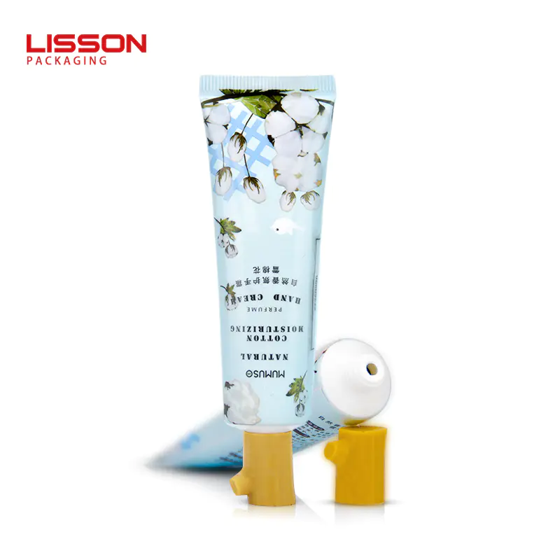 15ml eco friendly nozzle skin care eye cream tube packaging with flower shape screw cap