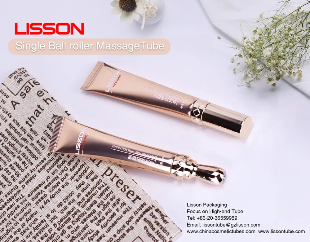 20ml empty custom plastic eye cream tube packaging with roller massage applicator