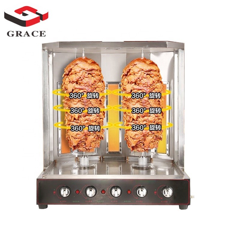 Grace Stainless Steel Commercial Doner Kebab Machine Gas Shawarma Machine a Kebab Double Rod Electric Kebab Machine Maker