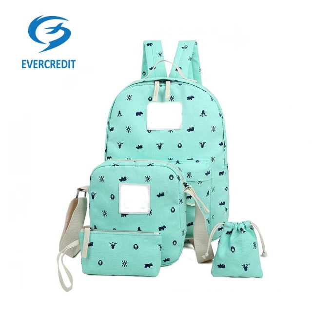 4pcs leisure canvas school bag set shoulder bags pencil case for girls