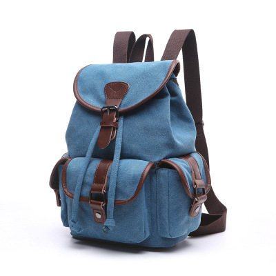 Korean Style Fashion Canvas BackpackTravel Bag Pure Color School Bags For Girls Boys Students
