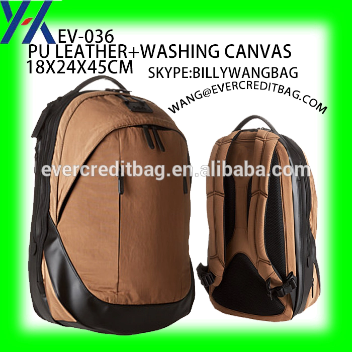 leather and washing canvas backpack bag oriantal china