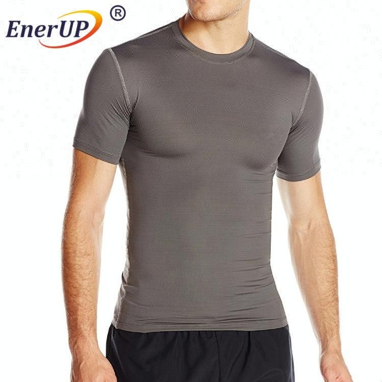 Mens Copper Wear Stretch Compression Top Shirt Slimming Body Shaper Short Sleeve Shirt
