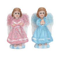 Little Polyresin Small Size Childish Pink Blue praying girl angel statue