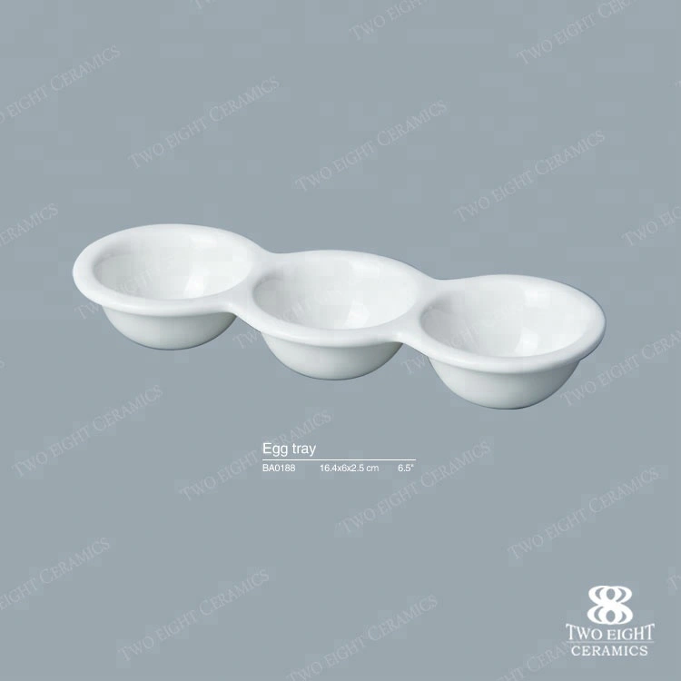Ceramic new innovation crockery tableware three holes egg tray
