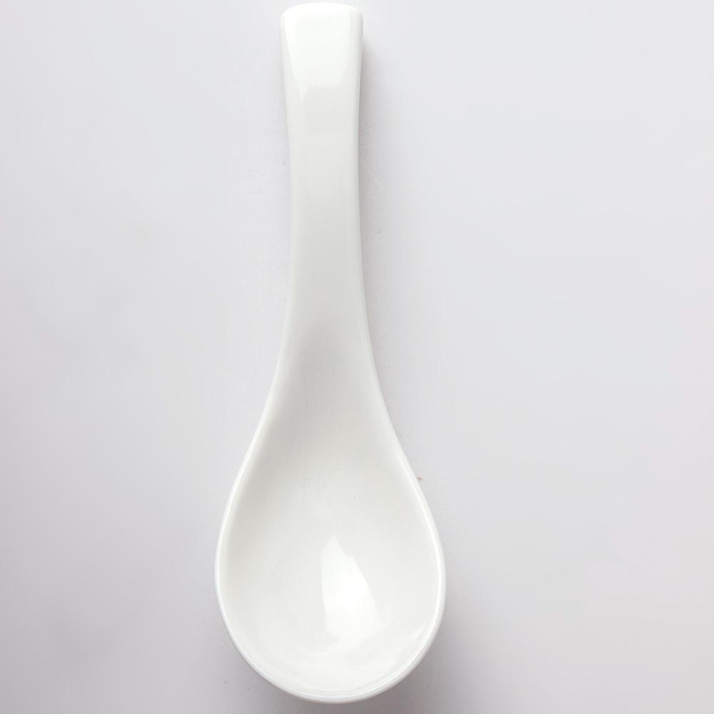 Chinese ceramic dinnerware special design durable restaurant dinner spoon glaze soup porcelain spoon