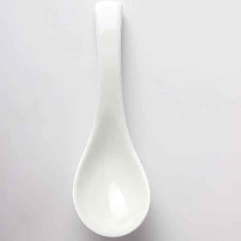 Chinese ceramic dinnerware special design durable restaurant dinner spoon glaze soup porcelain spoon