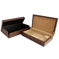 customised empty brown color leather gift boxes with paper packaging box 32.5x20x8.5cm