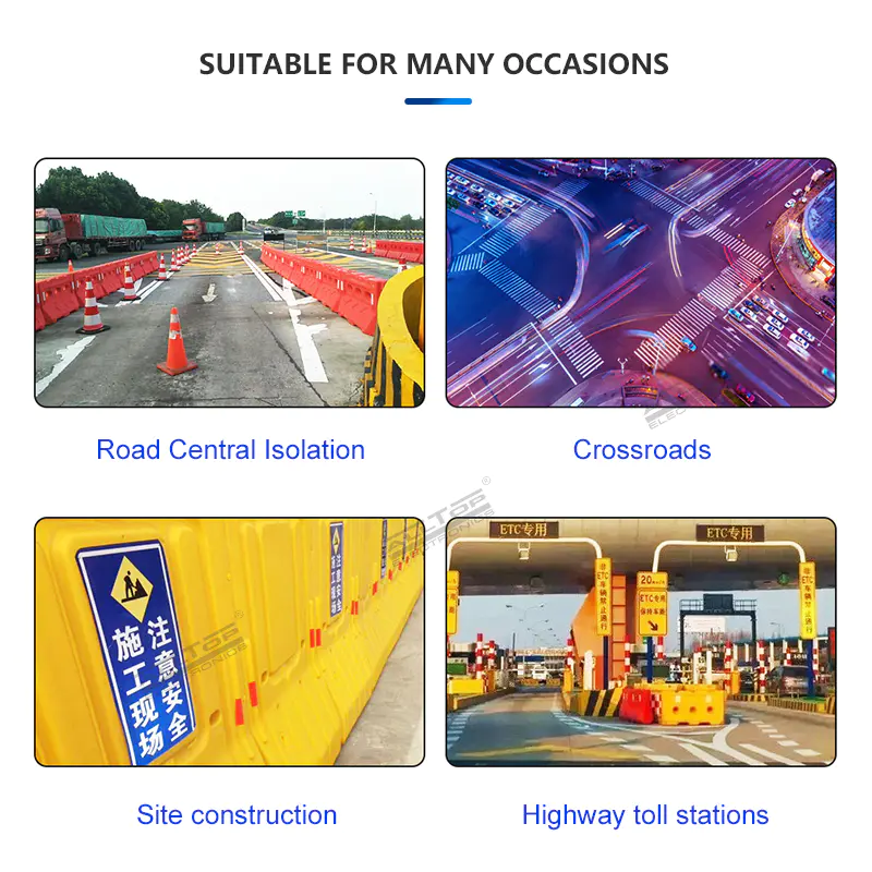 Red Yellow plastic road safety water filled traffic barriers