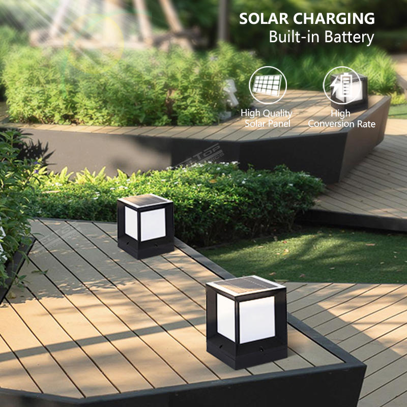 ALLTOP Modern design minimalistic double light source solar led garden light