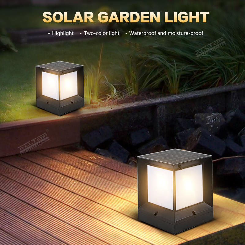 ALLTOP Modern design minimalistic double light source solar led garden light