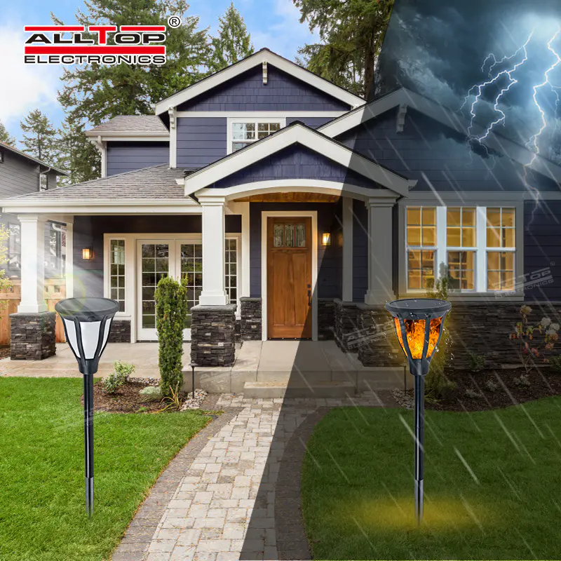 ALLTOP Hot sale ABS outdoor waterproof lighting 2w ip65 flame solar led garden light