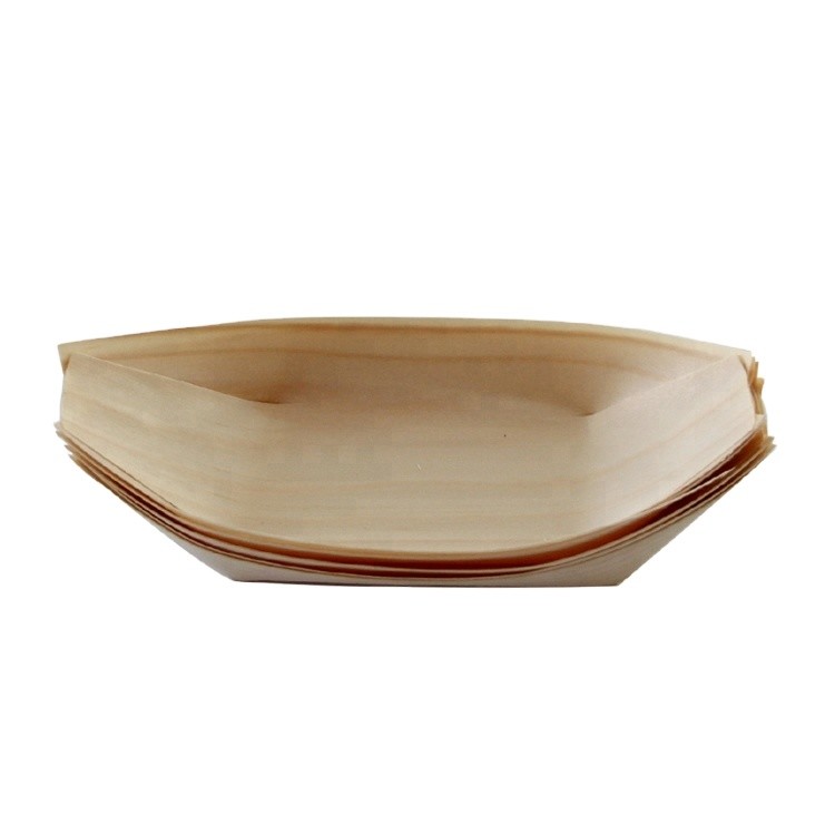 Popular OEM accept boat shaped pine wood sushi plate