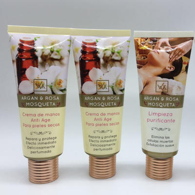 Rose gold cosmetic plastic PE package white tube for body lotion