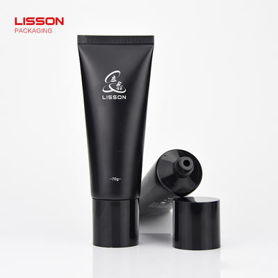 70ml recyclable black cream lotion tube packaging cosmetic with black screw cap