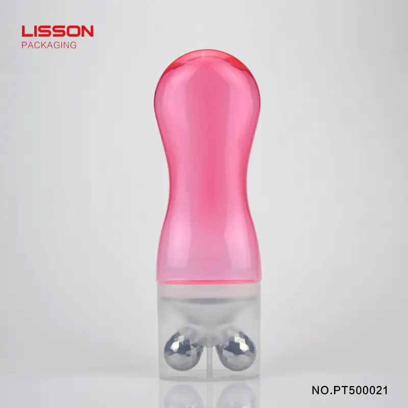 Soft Massage Cosmetic Cream Bottle Plastic Cosmetic Jars With Silica Gel Ball Roller Cosmetic Container Cap