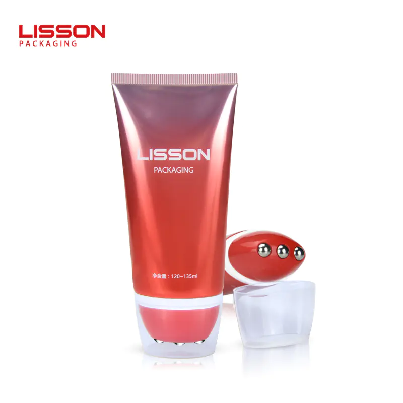 100ml empty Bust Cream Oval PE massage Tube packaging with Stainless massage Roller