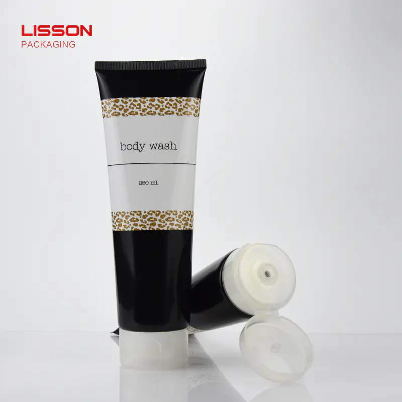 250ml Big Volume Body Wash Facial Cleanser Container Cosmetic Soft Tube Packaging With Flip Top Cap