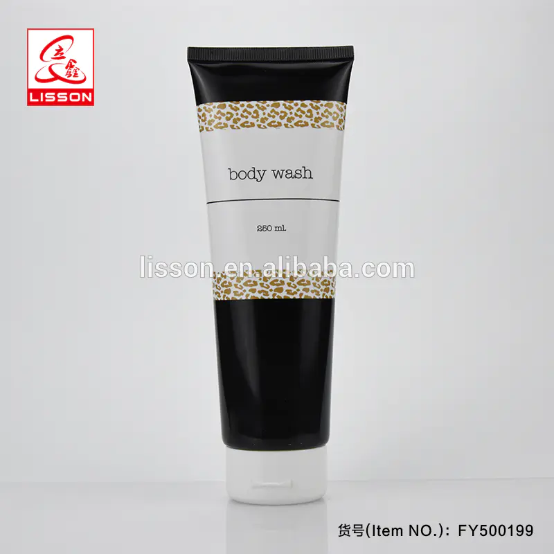 250ml Big Volume Body Wash Facial Cleanser Container Cosmetic Soft Tube Packaging With Flip Top Cap