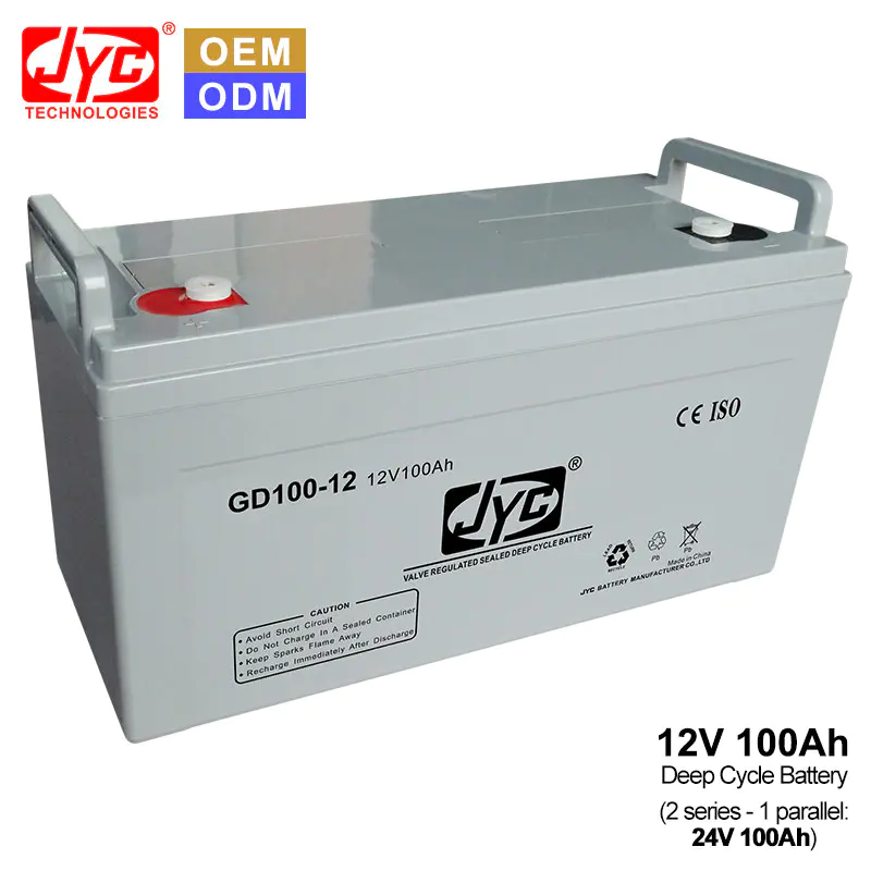 JYC 12V 100Ah Deep Cycle Battery 2S1P Formed 24V 100Ah Communication Telecom Base Station Battery