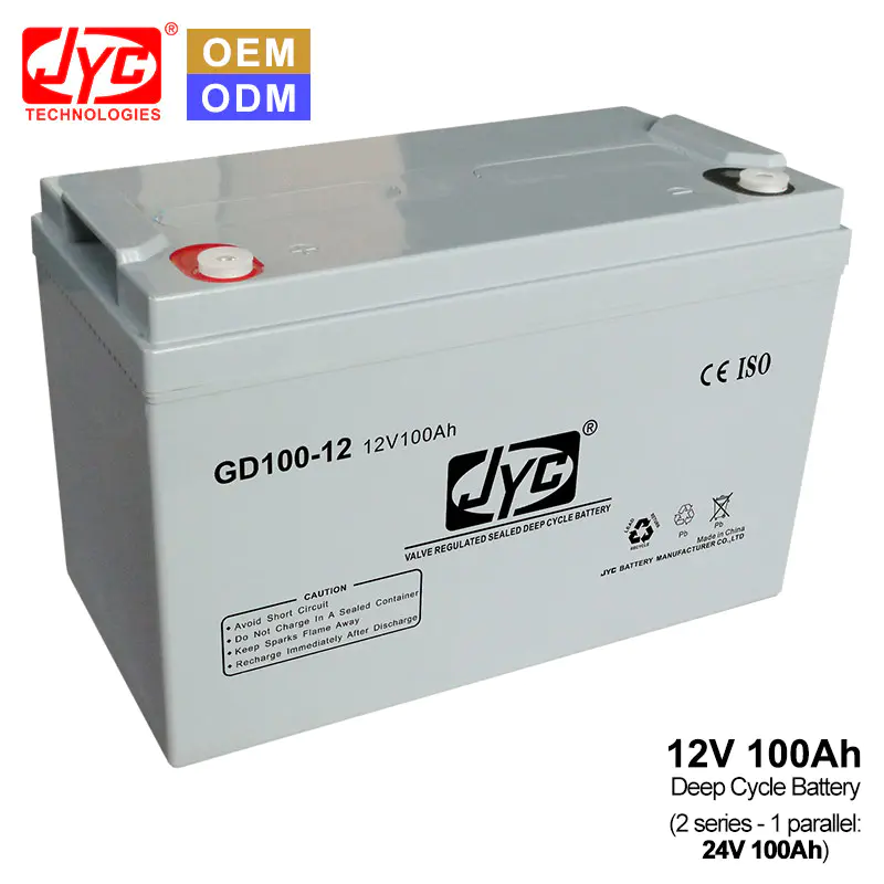JYC 12V 100Ah Deep Cycle Battery 2S1P Formed 24V 100Ah Communication Telecom Base Station Battery