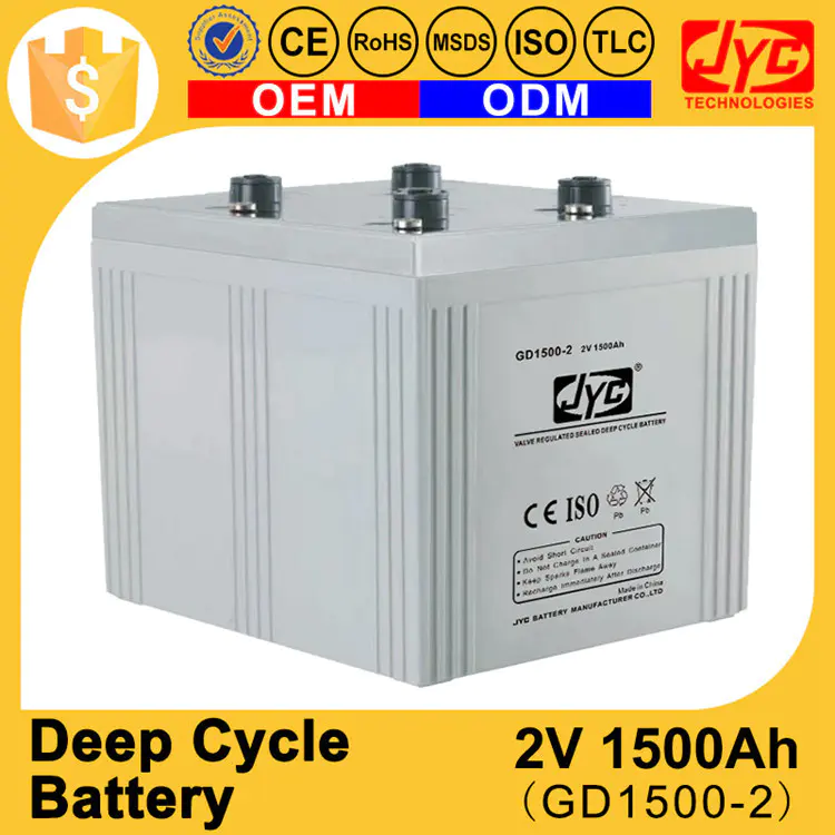 High cost performance agm deep cycle 2v 1500ah battery for solar system