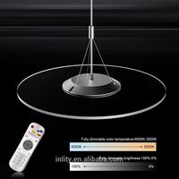 Slim Pure Round Clear Panel Pendant Light For Reception