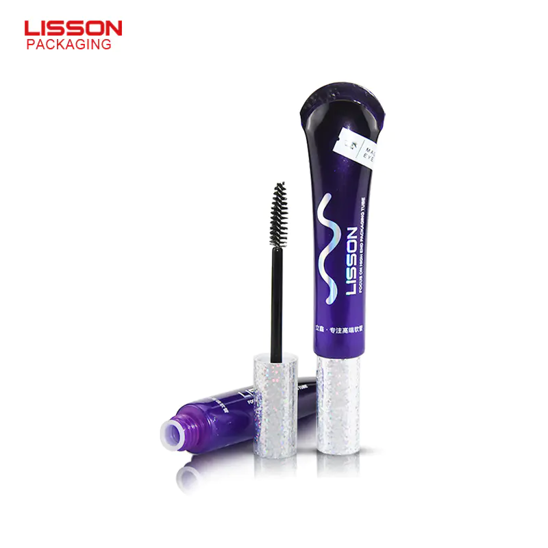 empty white mascara tube cosmetic squeeze packaging with brush