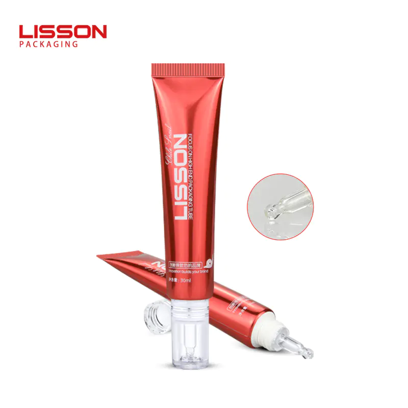 pe plastic cosmetic eye cream packaging tube with zinc alloy applicator