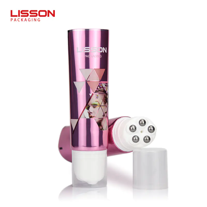 OEM empty soft plastic tube with metal ball massage head for lip balm and eye cream