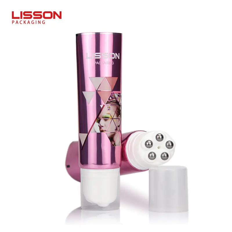 12ml empty cosmetic lip gloss tube packaging with massage roller ball applicator