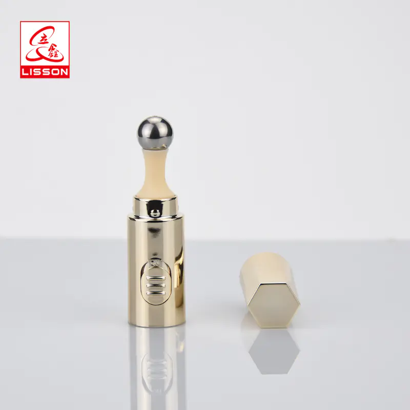 15g single ball eye cream cosmetic packaging massage tube with gold-plated cap for eye cream