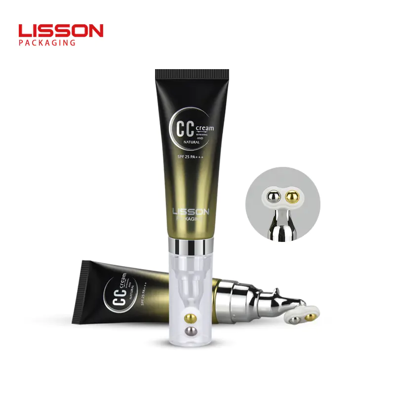 OEM empty soft plastic tube with metal ball massage head for lip balm and eye cream
