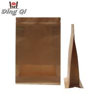 Stock flat bottom eight side seal kraft paper bag with window
