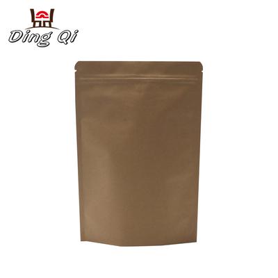 Stock kraft paper aluminum foil lined stand up pouch with zipper